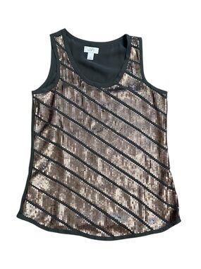 LOFT Tank with Gold Sequin Diagonal Stripes